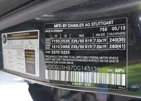 2013 Mercedes-Benz Glk 350 from USA, damaged, VIN WDCGG5HB7DG145136